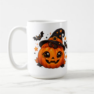 Schattige Halloween Pompoen Heks Koffiemok