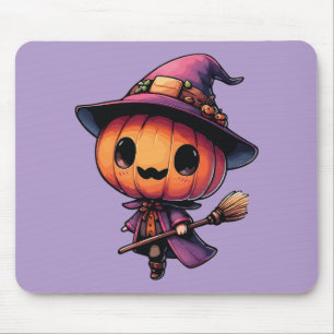 Schattige Halloween pompoen heks Muismat