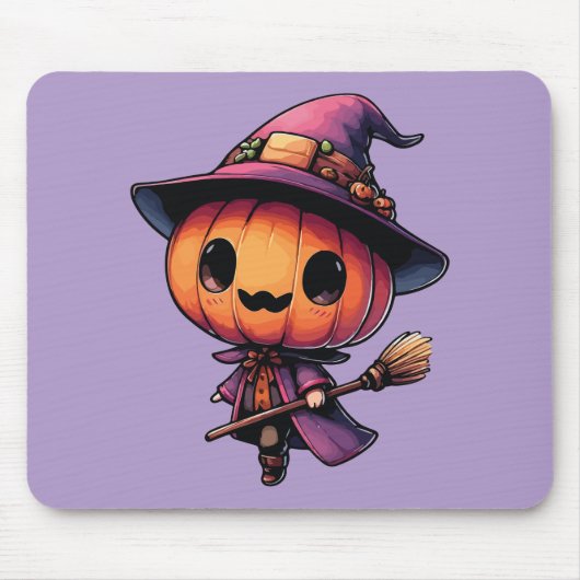 Schattige Halloween pompoen heks Muismat (Voorkant)
