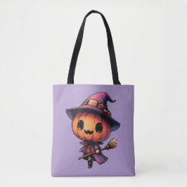 Schattige Halloween pompoen heks Tote Bag