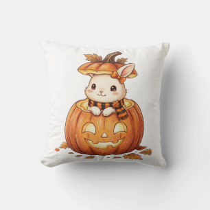 Schattige Halloween Pompoen Konijn - Knus Herfst K Kussen
