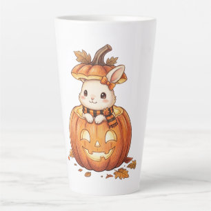 Schattige Halloween Pompoen Konijn - Knus Herfst K Latte Mok
