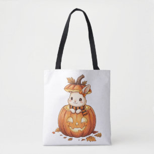 Schattige Halloween Pompoen Konijn - Knus Herfst K Tote Bag