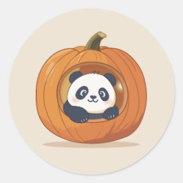 Schattige Halloween Pompoen Panda Ronde Sticker