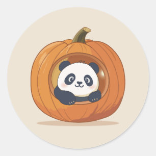 Schattige Halloween Pompoen Panda Ronde Sticker