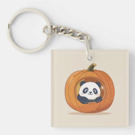 Schattige Halloween Pompoen Panda Sleutelhanger