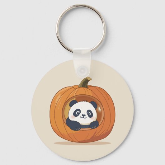 Schattige Halloween Pompoen Panda Sleutelhanger (Voorkant)