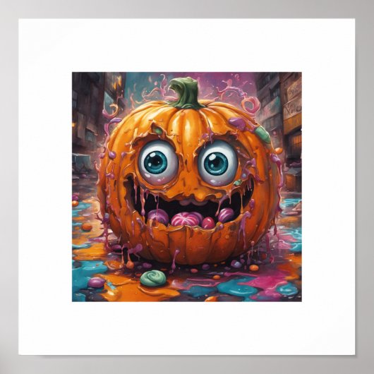Schattige Halloween pompoen Poster (Voorkant)