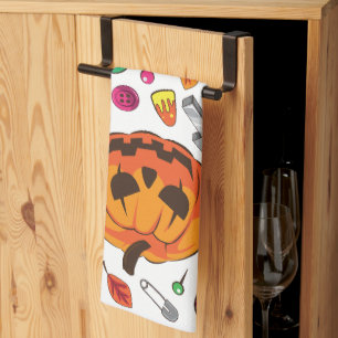 Schattige Halloween Pompoen & Snoep Theedoek