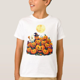 Schattige Halloween pompoenen met lachende gezicht T-shirt