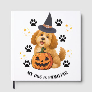 Schattige Halloween Poodle Heks met Pompoen Gastenboek