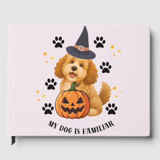 Schattige Halloween Poodle Heks met Pompoen Gastenboek