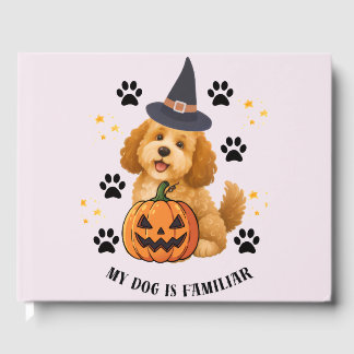 Schattige Halloween Poodle Heks met Pompoen Gastenboek
