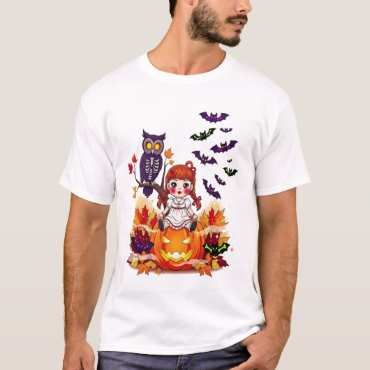 Schattige Halloween pop-uil T-shirt (Voorkant)