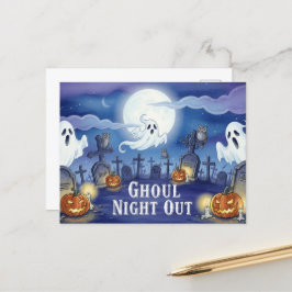 Schattige Halloween-prentbriefkaart Briefkaart