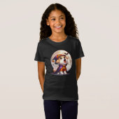 Schattige Halloween Pup onder de Maan T-shirt (Voorkant volledig)