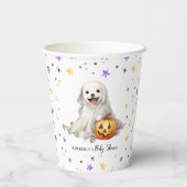 Schattige Halloween Puppy Little Boo Baby shower Papieren Bekers (Achterkant)
