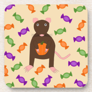 Schattige Halloween-rat en pompoen Bier Onderzetter