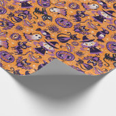 Schattige Halloween retro patroon. Fijne Halloween Cadeaupapier (Hoek)