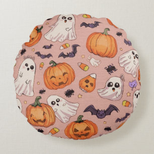Schattige Halloween Ronde Kussen – Pompoenen & Gee