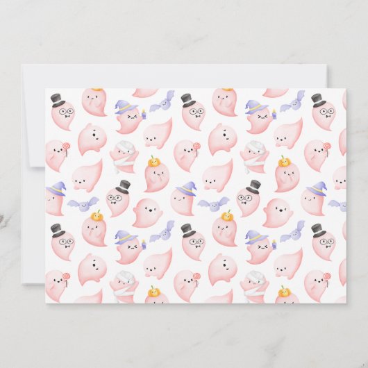 Schattige Halloween Roze Geest Een Beetje Boo Baby Kaart (Achterkant)