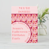 Schattige Halloween Roze Meisje Verjaardagsfeest Kaart (Staand voorkant)
