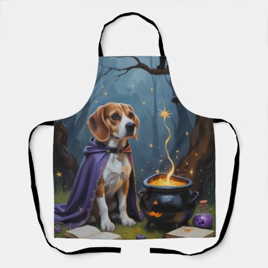 Schattige Halloween-schildering van een Beagle-hon Schort (Voorkant)