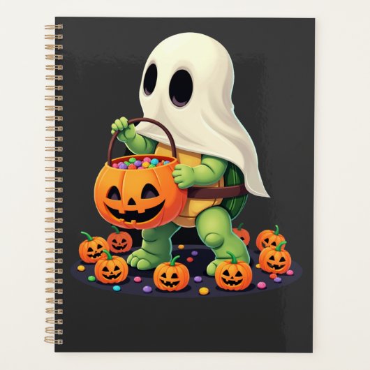 Schattige Halloween Schildpad Geest met Snoep (2) Planner (Voorkant)
