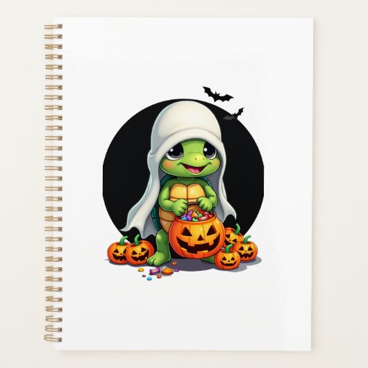 Schattige Halloween Schildpad Geest met Snoep (7) Planner (Voorkant)