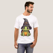 Schattige Halloween schildpad met een heksenhoed. T-shirt (Voorkant volledig)