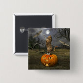 Schattige Halloween Sinaasappel Kat Batting Bats Vierkante Button 5,1 Cm (Voorkant /achterkant)