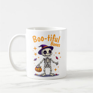 Schattige Halloween skelet met snoep ontwerp mok