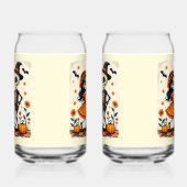 Schattige Halloween Skeleton Paar in Sinaasappel Blikvorm Glas (Rechts)