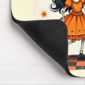 Schattige Halloween Skeleton Paar in Sinaasappel Muismat (Hoek)