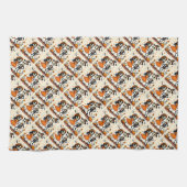 Schattige Halloween Skeleton Paar in Sinaasappel Theedoek (Horizontaal)