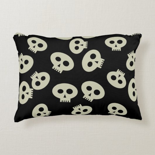 Schattige Halloween Skull Pattern Zwart Decoratief Kussen (Voorkant)
