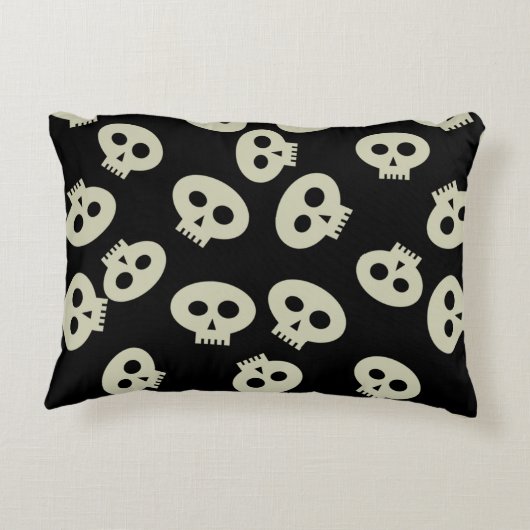 Schattige Halloween Skull Pattern Zwart Decoratief Kussen (Achterkant)
