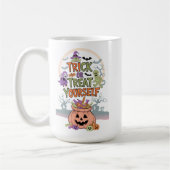 Schattige Halloween Snoep en pompoen ontwerp Koffiemok (Links)