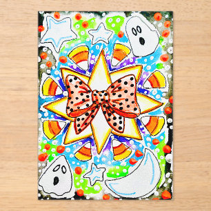 Schattige Halloween Snoep Mais Acryl Uitnodigingen