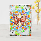 Schattige Halloween Snoep Mais Kaart (Gele Bloem)