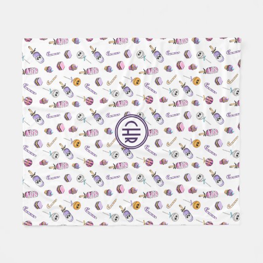 Schattige Halloween Snoep Treats Pattern Fleece Deken (Voorkant (Horizontaal))