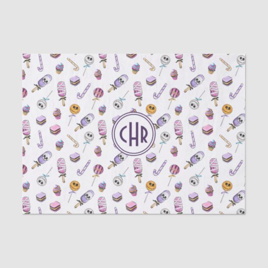 Schattige Halloween Snoep Treats Pattern Tissuepapier (Voorkant)