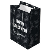 Schattige Halloween spiderweb op zwart, op maat Medium Cadeauzakje (Voorkant Gekanteld)