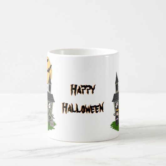 Schattige Halloween spookhuis en kleine heks mok (Center)