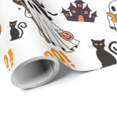 Schattige Halloween spookpatroon – Spooky Black Ca Cadeaupapier (Rol Hoek)