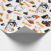 Schattige Halloween spookpatroon – Spooky Black Ca Cadeaupapier (Hoek)