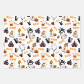 Schattige Halloween spookpatroon – Spooky Black Ca Inpakpapier Vel (Voorkant 2)