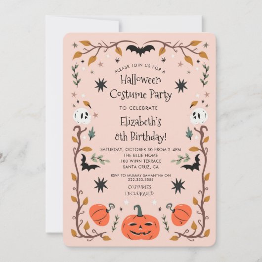 Schattige Halloween Spooktacular Costume Verjaarda Kaart (Voorkant)