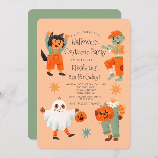 Schattige Halloween Spooktacular Costume Verjaarda Kaart