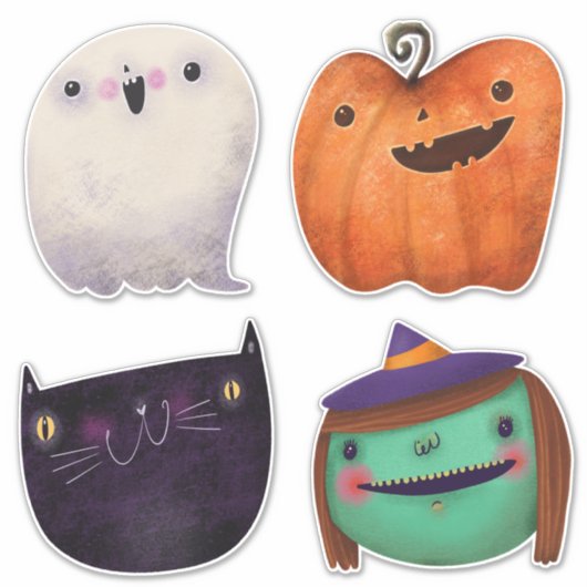 Schattige Halloween Spooky Collectie Sticker (Voorkant)